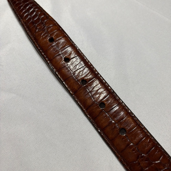 Brighton, Brown Crocodile Embossed Top Grain Leather Belt, 34” - Picture 3 of 7